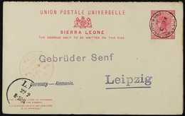 1896  1d+1d Carmine Complete Reply Postcard Addressed To Germany, Cancelled By "Freetown" Cds, Plus Red "Paid Liverpool  - Sierra Leona (...-1960)