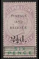 1897  2½d On 6d Dull Purple And Green, SG 61, Very Fine Mint, Gum Bend. For More Images, Please Visit Http://www.sandafa - Sierra Leone (...-1960)