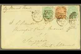 1876 INWARD COVER FROM LONDON  Addressed To The Principal Civil Medical Officer, Franked 1875 1s Green Plate 12 (x2), SG - Singapour (...-1959)