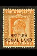 1903  KEVII 3a Orange- Brown With The "SOMAL.LAND" Overprint Error, SG 28c, Never Hinged Mint. For More Images, Please V - Somalilandia (Protectorado ...-1959)