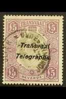 TRANSVAAL  TELEGRAPHS 1903 "Transvaal Telegraphs" On £5 Purple And Grey Revenue, FOURNIER FORGERY, As Hiscocks 25, Used. - Zonder Classificatie