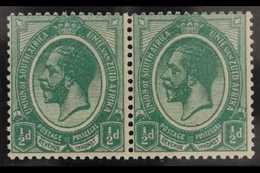 1913-24  ½d DARK MOSSY GREEN, Horizontal Pair, SACC 2e, Never Hinged Mint, Certificate Accompanies. Rare & Distinct Shad - Non Classés