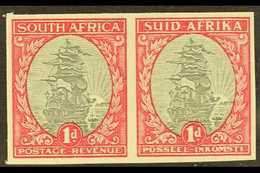 1933-38  1d Grey & Carmine Ship, IMPERFORATE PAIR (wmk Inverted), SG 56a, Never Hinged Mint. Very Fine. For More Images, - Non Classés