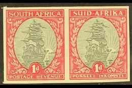 1933-38  1d Grey & Carmine Ship, IMPERFORATE PAIR (wmk Inverted), SG 56a, Never Hinged Mint. Very Fine. For More Images, - Ohne Zuordnung