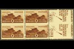 1942-4  1s Brown, Bantam War Effort, Right Marginal Block Of 4 (2 Units) With "CERTIFICATE" & "SERTIFIKATE" Printed On T - Zonder Classificatie