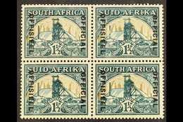 OFFICIAL VARIETY  1935-49 1½d Wmk Inverted, "Broken Chimney" Variety In A Block Of 4, SG O22/22ab, Slight Wrinkle On Sta - Non Classés