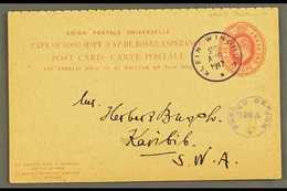 1917  (21 Aug) 1d + 1d KEVII Cape Complete Reply Card To Karibib Cancelled By Superb "KLEIN WINDHUK" Rubber Cds Pmk In D - África Del Sudoeste (1923-1990)