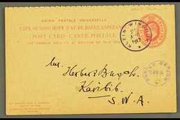 1917  (21 Aug) 1d + 1d KEVII Cape Complete Reply Card To Karibib Cancelled By Superb "KLEIN WINDHUK" Rubber Cds Pmk In D - Afrique Du Sud-Ouest (1923-1990)