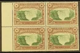 1935-41  2d Green & Chocolate, Perf.14 Victoria Falls, Block Of Four With Pre-printing Paper Creases Leaving Brown Lines - Zuid-Rhodesië (...-1964)