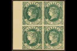 1862  2r Deep Green Imperf, SG 74b (Edifil 62) Mint BLOCK OF FOUR With Full Margins From The Left Side Of The Sheet. A F - Autres & Non Classés