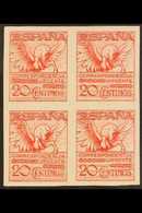 1929  20c Carmine EXPRESS LETTER Stamp As An IMPERFORATE BLOCK OF FOUR, Edifil 454s (SG E522 Variety), Superb Never Hing - Andere & Zonder Classificatie