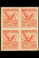 1929  20c Carmine EXPRESS LETTER Stamp As An IMPERFORATE BLOCK OF FOUR, Edifil 454s (SG E522 Variety), Superb Never Hing - Other & Unclassified