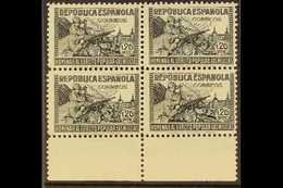1938  1p20 Black "In Honour Of The Militia", SG 861g (Edifil 797), Never Hinged Mint BLOCK OF FOUR With Sheet Margin At  - Andere & Zonder Classificatie