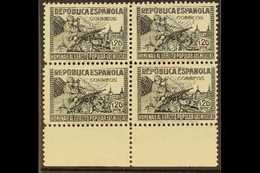 1938  1p20 Black "In Honour Of The Militia", SG 861g (Edifil 797), Never Hinged Mint BLOCK OF FOUR With Sheet Margin At  - Otros & Sin Clasificación