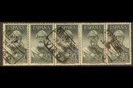 1953  25p Legazpi Air Stamp, SG 1191 (Edifil 1124), Used STRIP OF FIVE With Neat Certificado Datestamp Cancels. Rare Mul - Autres & Non Classés