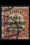 1914  40pf Black And Carmine, 16mm Ovpt With 2mm Spacing, SG H20, Very Fine Used. Scarce Stamp. For More Images, Please  - Other & Unclassified