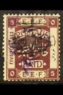 1923  (Apr-Oct) 1p On 5p Deep Purple Surcharged In Black On Issue Of Dec 1922 Perf 15x14 (violet Handstamp) With INVERTE - Giordania