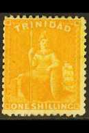 1863-80  1s Chrome-yellow Britannia, SG 74, Fresh Mint, Tiny Black Ink Marks. For More Images, Please Visit Http://www.s - Trinidad & Tobago (...-1961)