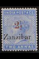 1895-8  "2½" In Red On 2a Dull Blue, SG 38, Very Fine Mint. For More Images, Please Visit Http://www.sandafayre.com/item - Zanzibar (...-1963)