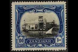 1908  100r Black And Steel Blue, View Of Port, Ovptd "Specimen", SG 244a, Very Fine Mint. Lovely Stamp. For More Images, - Zanzibar (...-1963)