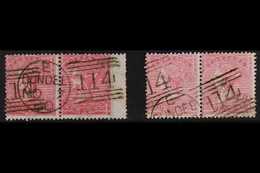 1855-57  Wmk Large Garter 4d Rose-carmine And 4d Rose, SG 66 & SG 66a, HORIZONTAL PAIRS, Both With Fine DUNDEE Duplex Po - Andere & Zonder Classificatie