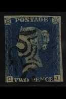 1840  2d Blue 'CI' Plate 1, SG 5, Used With Neat Black Maltese Cross Cancel, Two Good Margins, Very Fresh, Cat £975. For - Other & Unclassified