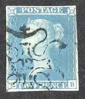 1841  2d Pale Blue, Virtually 4 Margins (touching At Upper Right), Very Fine Used With Black Maltese Cross With Number " - Andere & Zonder Classificatie