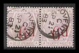1880-83  6d On 6d Lilac, SG 162, Fine Cds Used Horizontal PAIR (check Letters 'AA' & 'AB') Cancelled By Two "Coventry" C - Andere & Zonder Classificatie