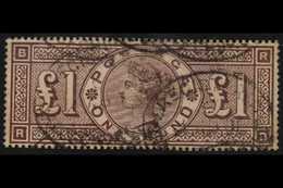 1884  £1 Brown - Lilac Wmk Imperial Crowns, SG 185, Used With Light Registered Oval Pmks, Strong Rich Colour & Full Perf - Other & Unclassified