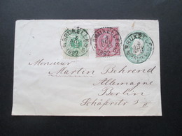 Belgien 1892 GA Umschlag U2 Mit 2 Zusatzfrankaturen MiF Verschiedener Ausgaben! Bruxelles Nach Berlin Mit Ak Stempel - Enveloppes-lettres