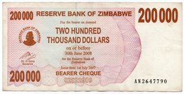 ZIMBABWE 200 000 DOLLARS 2008 P-49 XF - Zimbabwe