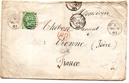 J130  Grande Bretagne SG 25 Sur Lettre,  Corners E N  Timbre Abimé Dans Un Angle - Storia Postale