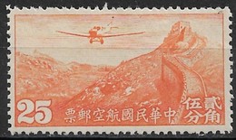 Republic Of China 1933. Scott #C12 (M) Junkers F-13 Over Great Wall - Posta Aerea