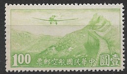 Republic Of China 1933. Scott #C18 (M) Junkers F-13 Over Great Wall - Airmail