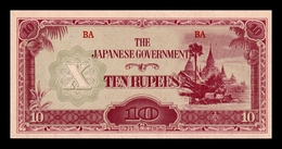 Burma Birmania Ocupación Japonesa 10 Rupees 1942- 1944  Pick 16b SC- AUNC - Myanmar