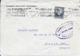 Lettre    1936  Censure  Censor Geoffnet Examiner Censura War - Marques De Censures Républicaines