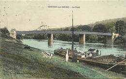 - Dpts Div. -ref-AP954- Croissy Sur Seine - Le Pont - Peniche Amarrée - Peniches - Batellerie - Carte Colorisée Bon Etat - Croissy-sur-Seine