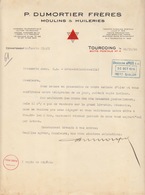 Lettre à Entête P. Dumortier Moulins & Huileries Tourcoing Le 27/10/36 (Etoile Du Brasseur à 6 Branches) - Rechnungen