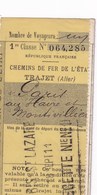 Chemins De Fer De L'Etat Trajet PARIS Au HAVRE Et à MONTIVILLIERS Le 18 Septembre 1911 Bon Pour 1 Voyageur En 1er Classe - Europe