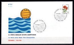 1985 TURKEY 3RD WORLD JUNIOR WATER POLO CHAMPIONSHIP FDC - Water Polo