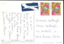 Coracias Caudata Val.2R Anno 2000 South Africa, Coppia Di Francobolli Su Cartolina Paari - Covers & Documents