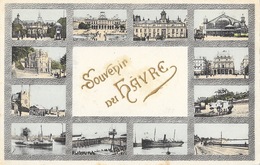 Souvenir Du Havre - Carte Multivues Gaufrée, Colorisée Non Circulée: Port, Gare, Hôtel De Ville... - Souvenir De...