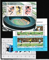 1988 1991 San Marino Saint Marin MONDIALI Di CALCIO, NUOVA EUROPA, OLIMPIADI  SEUL SEOUL 3 Foglietti MNH** - Blocchi & Foglietti