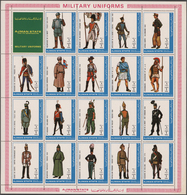 Adschman / Ajman: 1972, Military Uniforms: Two Sets Of 19 Values Each In A Se-tenant-sheet Per Set, - Adschman