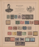 Ägypten: 1866-1906 Collection Of Mint And Used Stamps On Two Old Album Leaves, With Seven Stamps Of - 1866-1914 Khedivaat Egypte