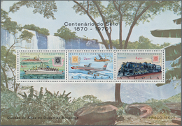 Angola: 1970, 100 Years Of Angolan Stamps (ship, Plane, Train), 150 Copies Of This Souvenir Sheet Mi - Angola