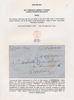 Brasilien: 1863-1870 Five Stampless Covers From Brazil To France, Sent 1) From Pernambuco To Reims B - Gebruikt