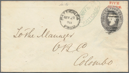 Ceylon / Sri Lanka: 1885-88 Postal Stationery Provisionals: Collection Of 20 P/s Envelopes 5c. On 4c - Sri Lanka (Ceylan) (1948-...)