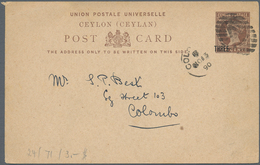 Ceylon - Ganzsachen: 1872-1940's Ca.: Collection Of About 140 Postal Stationery Items, ALL USED, Inc - Autres & Non Classés