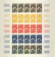 Französisch-Polynesien: 1958/1978, IMPERFORATE COLOUR PROOFS, MNH Collection Of 28 Complete Sheets ( - Covers & Documents